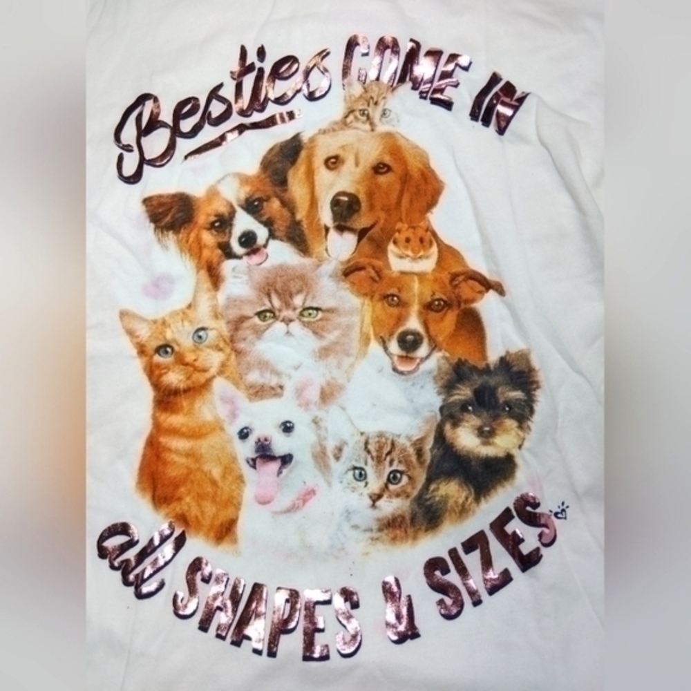 Justice "Besties Come In All Shapes And Sizes" Furry Friends T-Shirt- 14/16